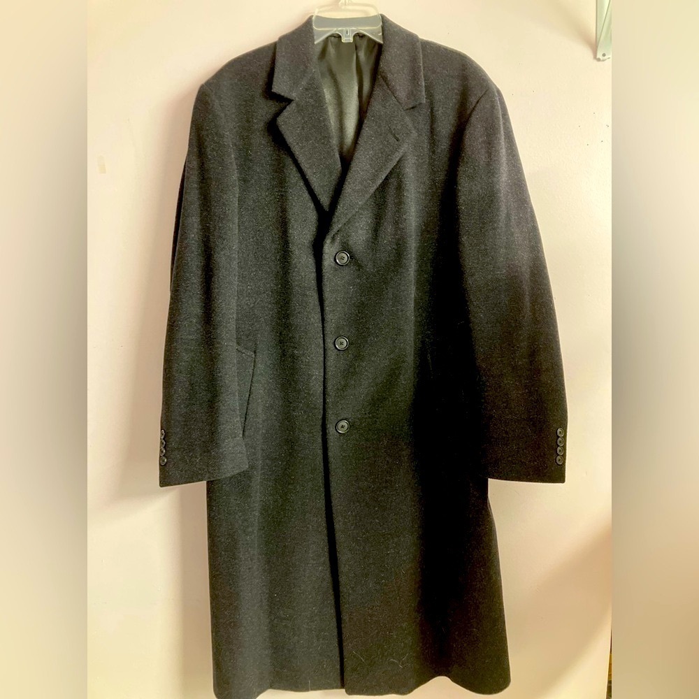 Stafford Men’s Trench Coat, 40 Regular, Dk Charcoal Gray, Wool Blend Feel